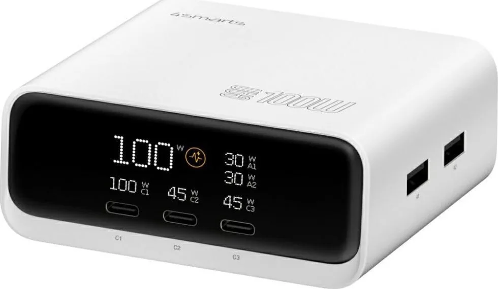 20251020104406_4smarts_vasi_fortisis_gan_me_2_thyres_usb_a_kai_3_thyres_usb_c_100w_power_delivery_quick_charge_3_0_se_leyko_chroma_546100 4Smarts Βάση Φόρτισης GaN με 2 Θύρες USB-A και 3 Θύρες USB-C 100W Power Delivery / Quick Charge 3.0 σε Λευκό χρώμα (546100) - Image 1