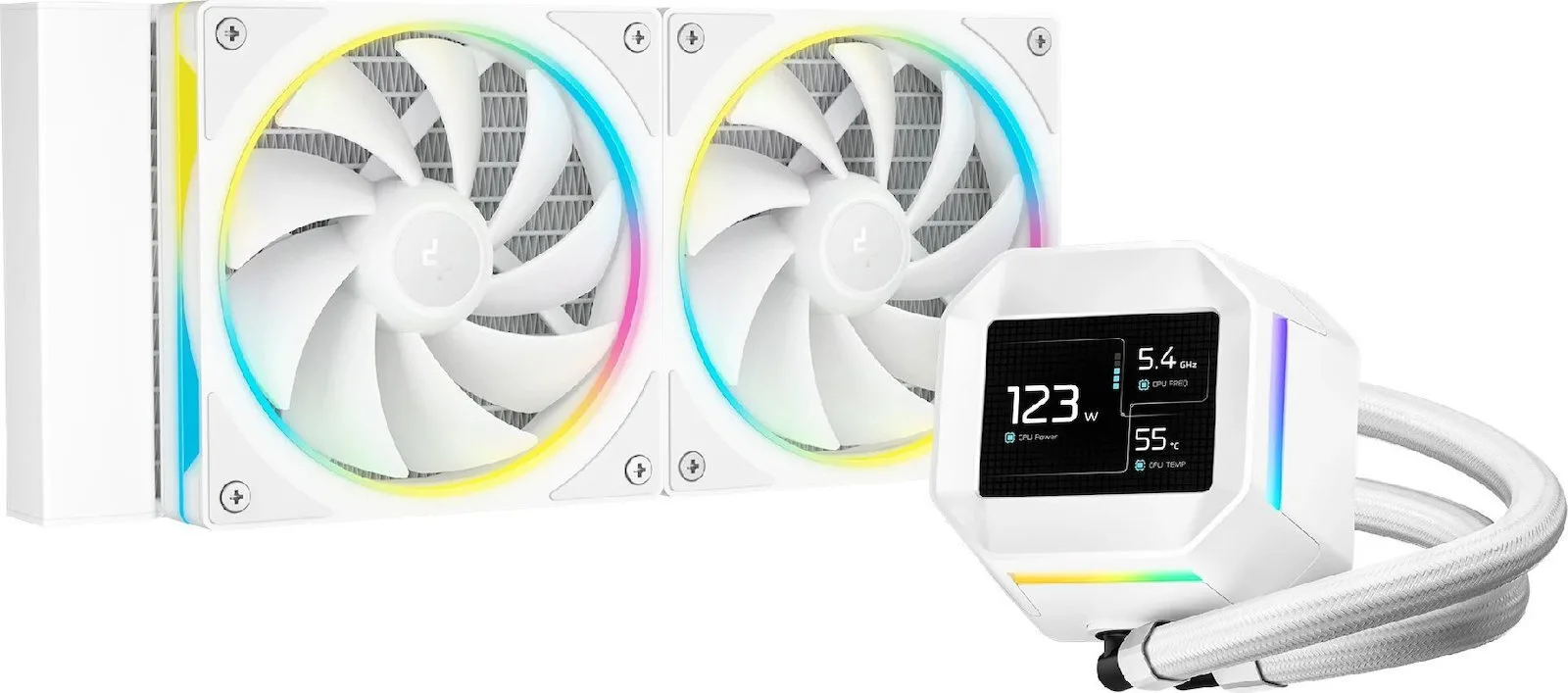 Deepcool LM240 Υδρόψυξη Επεξεργαστή Διπλού Ανεμιστήρα 120mm για Socket AM4/AM5/1700/1200 με RGB Φωτισμό Λευκή - Image 1