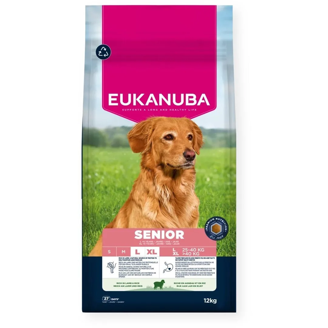 Eukanuba 12kg Ξηρά Τροφή για Ηλικιωμένους Σκύλους Μεγαλόσωμων Φυλών με Αρνί και Ρύζι - Image 1