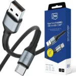 3MK USB 2.0 Cable USB-C male - USB-A 18W Μαύρο 1m