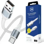 3MK USB 2.0 Cable USB-C male - USB-A 18W Λευκό 1m