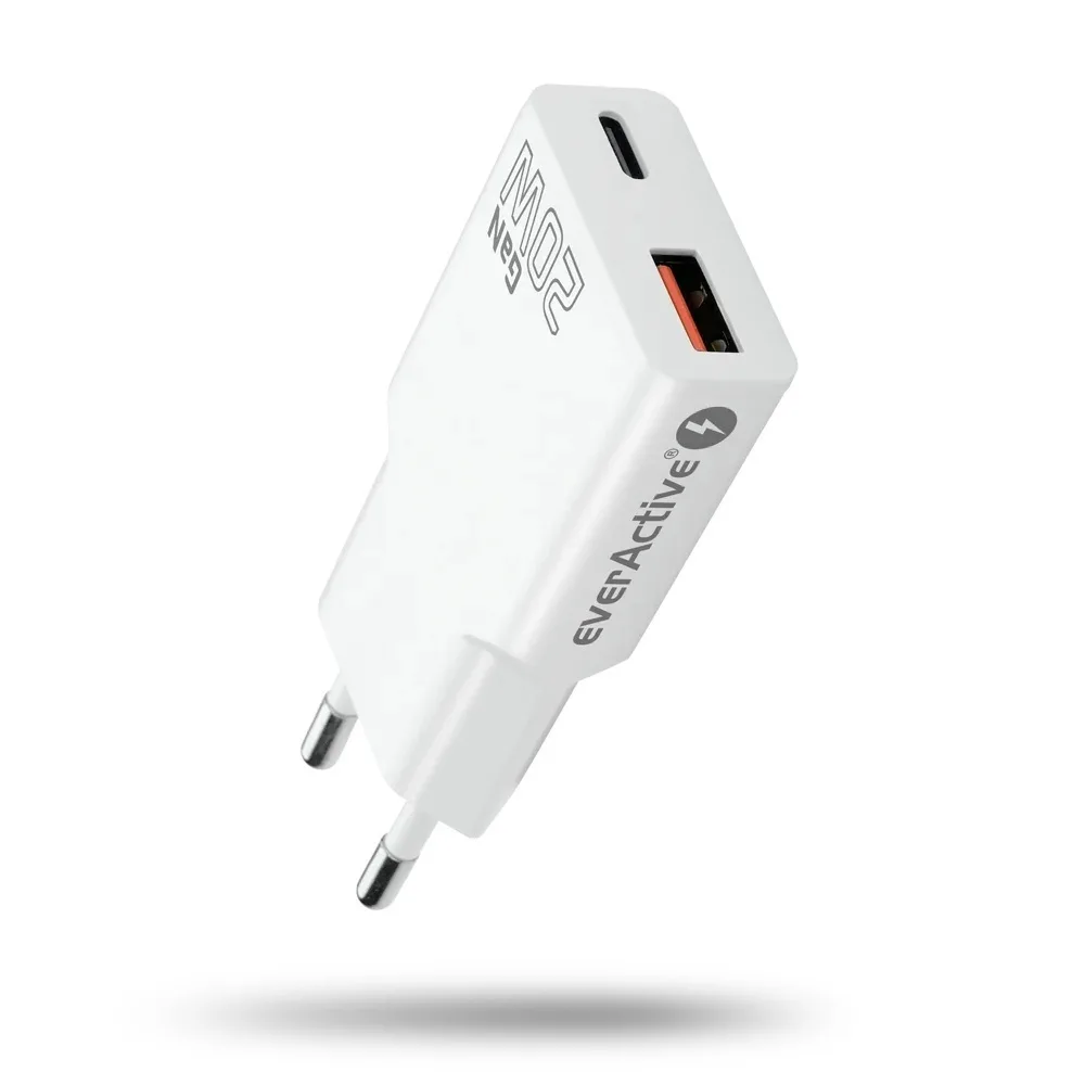 everActive Φορτιστής Χωρίς Καλώδιο GaN με Θύρα USB-A και Θύρα USB-C 20W Power Delivery / Quick Charge 3.0 Λευκός (SC-340Q) - Image 1