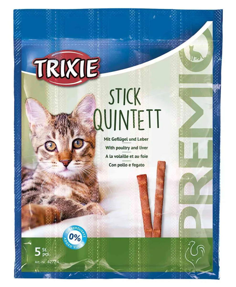 Trixie Stick Quintett Λιχουδιές σε Stick με Συκώτι / Κοτόπουλο με Πουλερικά & Συκώτι για Ενήλικες Γάτες 1τμχ 5gr 42724 - Image 1