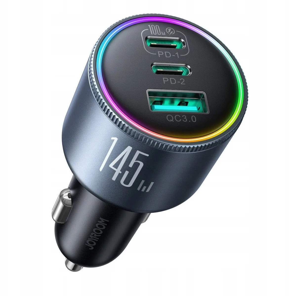 Joyroom Φορτιστής Αυτοκινήτου 145W με Θύρες: 1xUSB 2xType-C μαζί με Καλώδιο Type-C Γκρι Χρώμα JR-CCN07 145W - Image 1