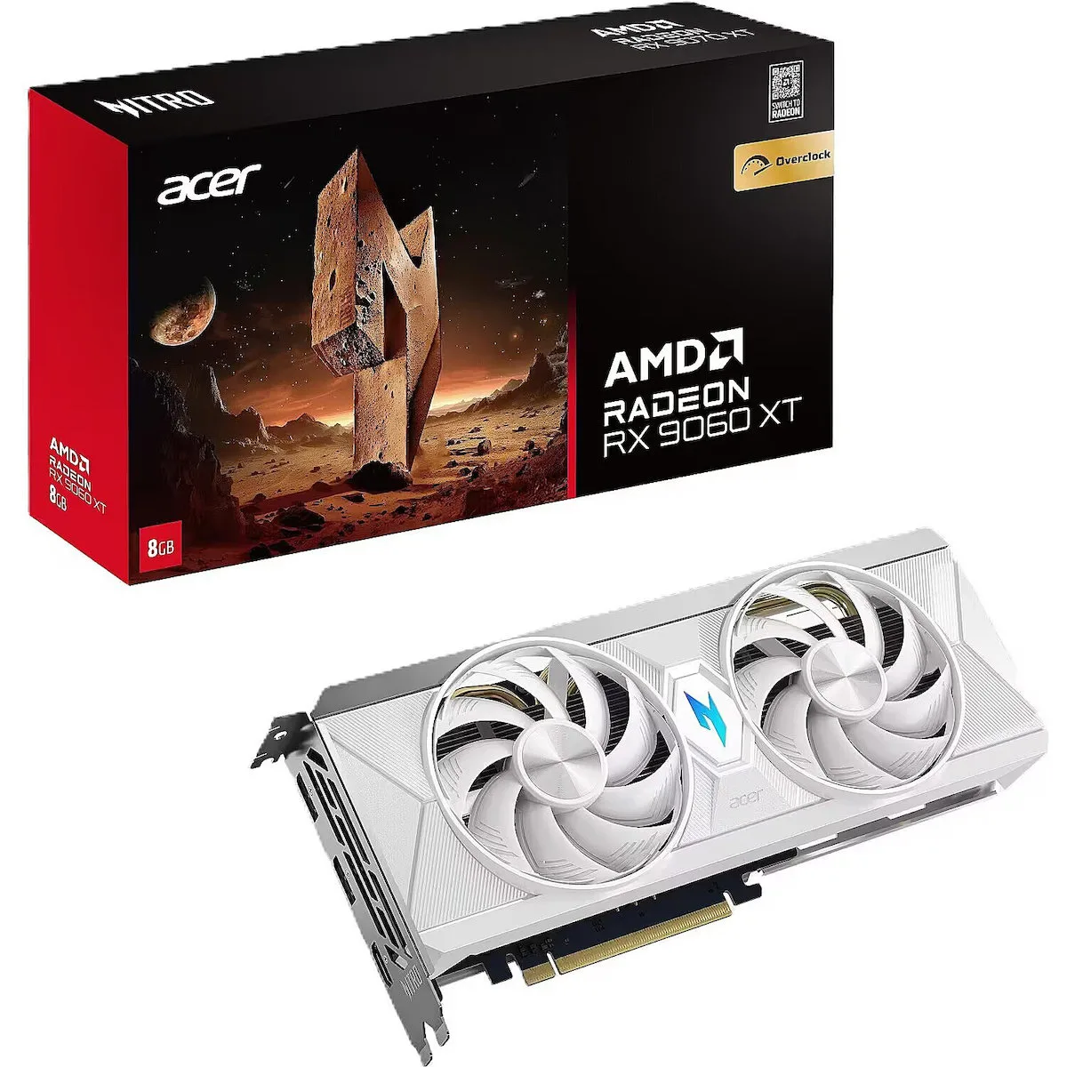 Acer Radeon RX 9060 XT 8GB GDDR6 Nitro OC White Edition Κάρτα Γραφικών DP.Z4UWW.P02 - Image 1