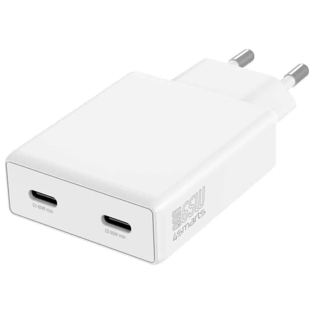 20251114124657_4smarts_fortistis_choris_kalodio_gan_me_2_thyres_usb_c_65w_power_delivery_leykos_pdplug_slim_dual 4Smarts Φορτιστής Χωρίς Καλώδιο GaN με 2 Θύρες USB-C 65W Power Delivery Λευκός (PDPlug Slim Dual) - Image 1