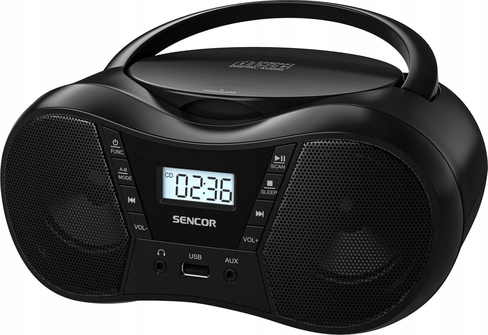 20251120134649_sencor_forito_ichosystima_spt_2300_bk_me_bluetooth_cd_mp3_usb_radiofono_se_mayro_chroma Sencor Φορητό Ηχοσύστημα SPT 2300 BK με Bluetooth / CD / MP3 / USB / Ραδιόφωνο σε Μαύρο Χρώμα - Image 1