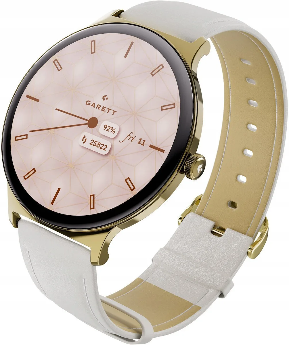 Garett Verona 2 Stainless Steel 43mm Smartwatch με Παλμογράφο (Gold Mesh) - Image 1