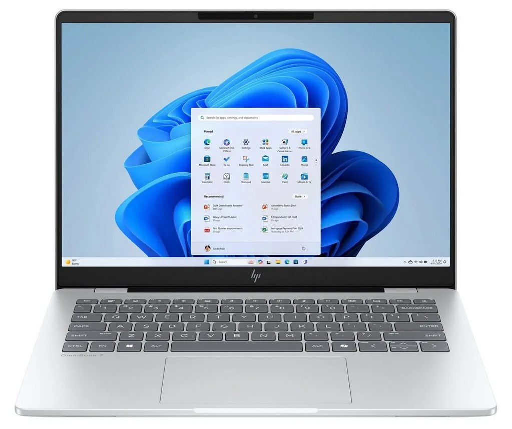 HP OmniBook 7 AI 14-fr0002nw 14" OLED FHD+ (Ultra 7-255U/16GB/512GB SSD/W11 Home) Glacial Silver (US Keyboard) - Image 1