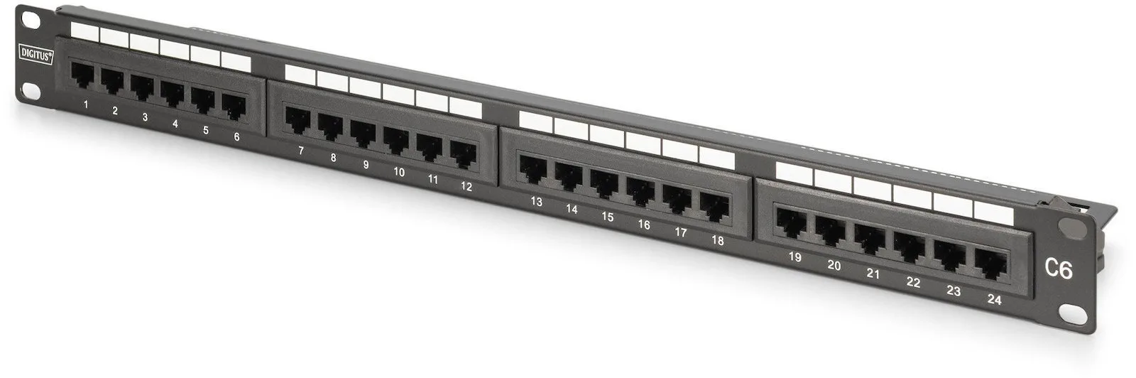 Digitus Patch Panel Unshielded για Rack 1U 19" 24 Θυρών cat6 Μαύρο DN-91624U-CR - Image 1
