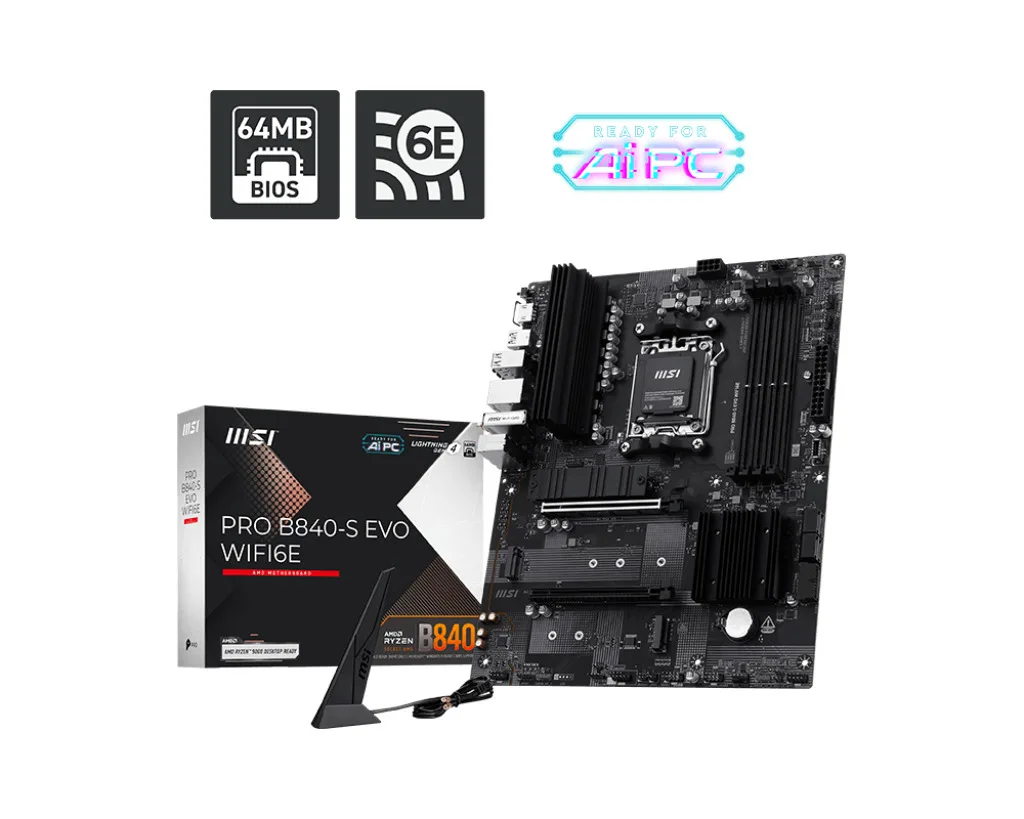 MSI PRO B840-S EVO WIFI6E Motherboard ATX με AMD AM5 Socket 7E93-001R - Image 1