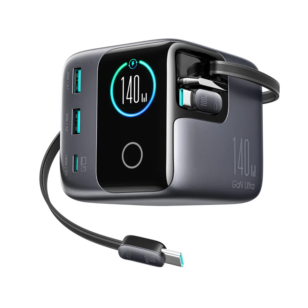 20251215110218_joyroom_vasi_fortisis_gan_me_2_thyres_usb_a_kai_thyra_usb_c_kai_kalodio_usb_c_140w_quick_charge_3_0_se_gri_chroma_jr_trd01 Joyroom Βάση Φόρτισης GaN με 2 Θύρες USB-A και Θύρα USB-C και Καλώδιο USB-C 140W Quick Charge 3.0 σε Γκρι χρώμα (JR-TRD01) - Image 1