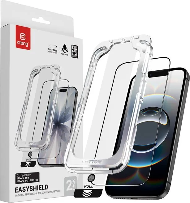 20251222160100_crong_tempered_glass_2tmch_mayro_iphone_16e_14_13_13_proxiaomi_13_pro Crong Tempered Glass 2τμχ Μαύρο (iPhone 17e / 16e / 14 / 13 / 13 ProXiaomi 13 Pro) - Image 1