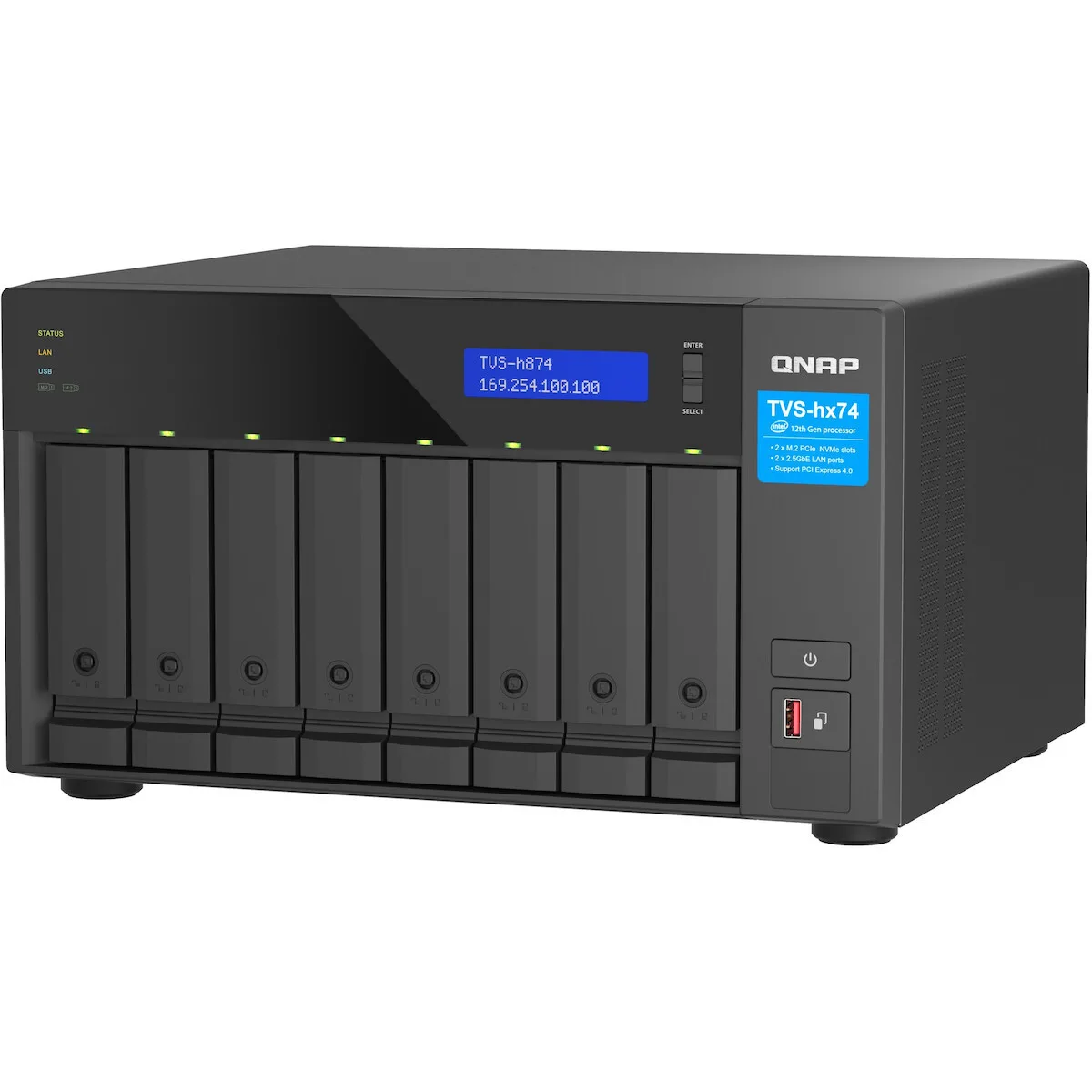 QNap TVS-h874 NAS Tower με 8 θέσεις για HDD/M.2/SSD και 2 θύρες Ethernet - Image 1