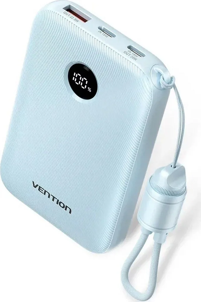 Vention FKAL0-C Power Bank 10000mAh 22.5W με Θύρα USB-A και Θύρα USB-C Γαλάζιο - Image 1