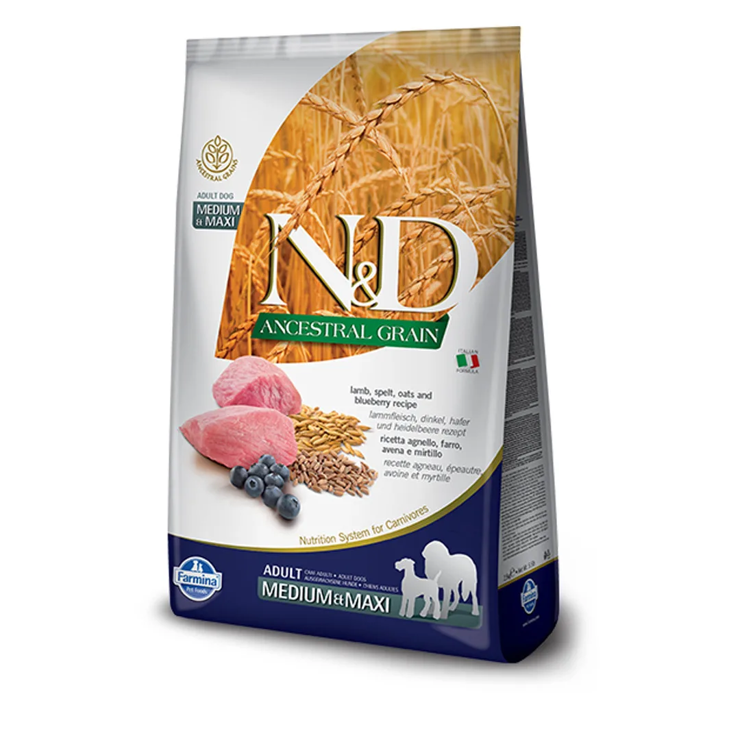 Farmina Lamb & Blueberry Adult Medium & Maxi 12kg Ξηρά Τροφή με Λίγα Σιτηρά για Ενήλικους Σκύλους Μεσαίων & Μεγαλόσωμων Φυλών με Αρνί - Image 1