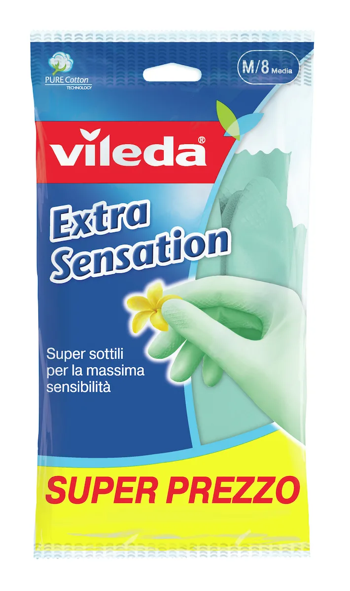 20260112171130_vileda_zeygos_gantion_kathariotitas_extra_sensation_plastika_167394_prasina Vileda Ζεύγος Γαντιών Καθαριότητας Extra Sensation Πλαστικά Medium 167394 Πράσινα - Image 1