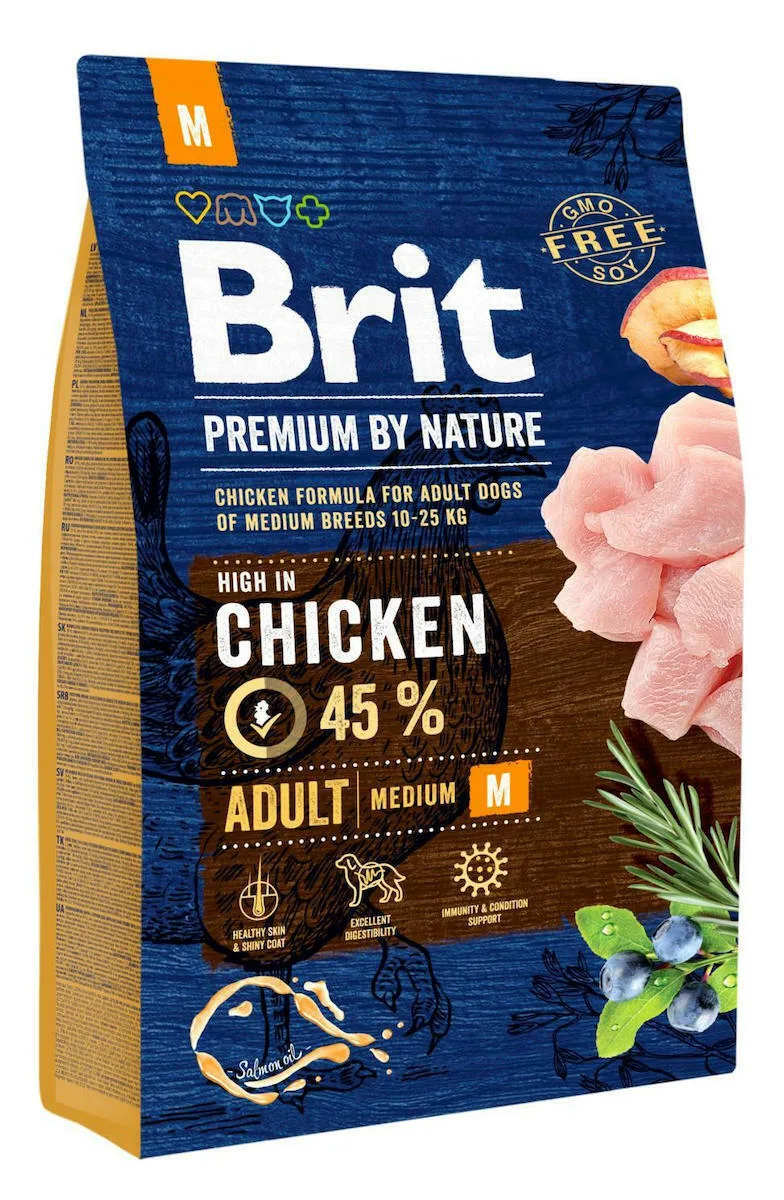 Brit Premium By Nature Adult Medium 8kg Ξηρά Τροφή χωρίς Γλουτένη για Ενήλικους Σκύλους Μεσαίων Φυλών με Κοτόπουλο - Image 1