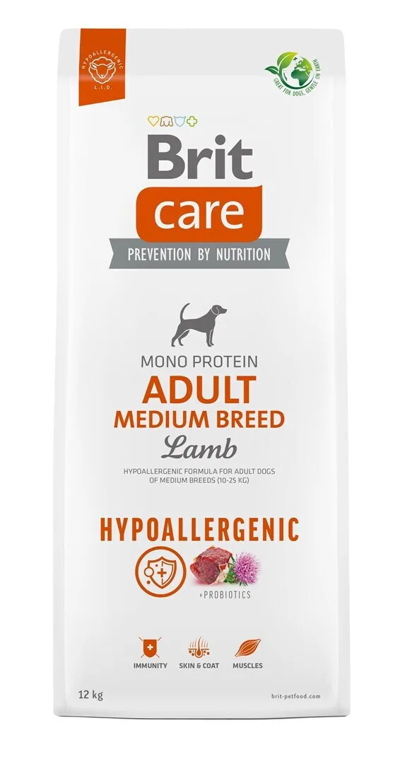 Brit Care Adult Medium Breed Hypoallergenic 12kg Ξηρά Τροφή χωρίς Γλουτένη για Ενήλικους Σκύλους Μεσαίων Φυλών με Αρνί - Image 1