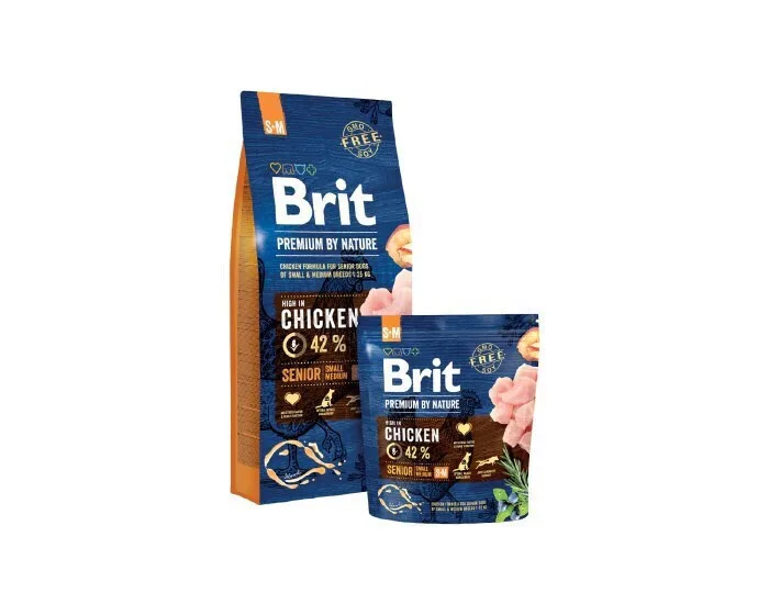 Brit Premium By Nature Senior Small/Medium 8kg Ξηρά Τροφή χωρίς Γλουτένη για Ηλικιωμένους Σκύλους Μικρόσωμων & Μεσαίων Φυλών με Κοτόπουλο - Image 1