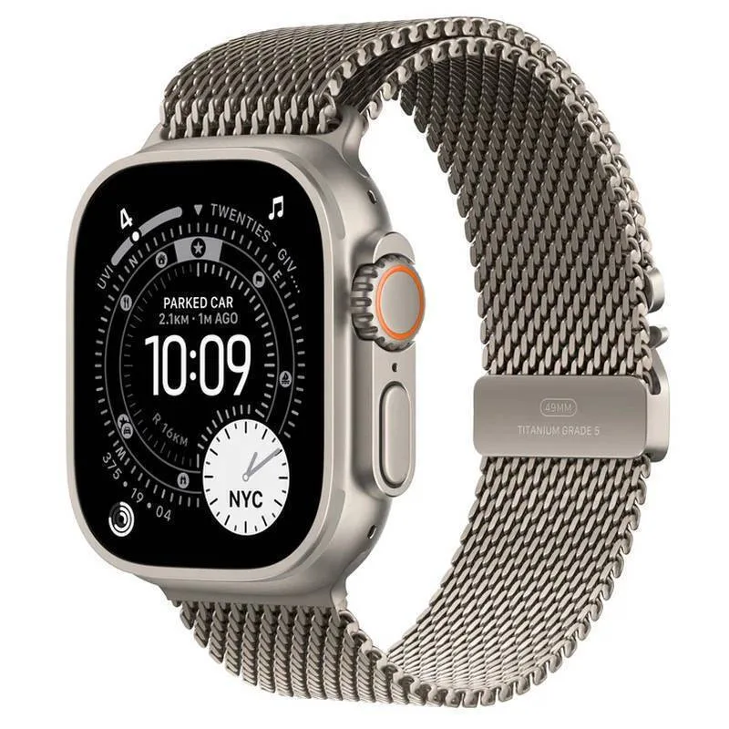 Apple Watch Ultra 3 Titanium 49mm Αδιάβροχο με eSIM και Παλμογράφο (Natural Titanium Case with Natural Titanium Milanese Loop - Medium) - Image 1