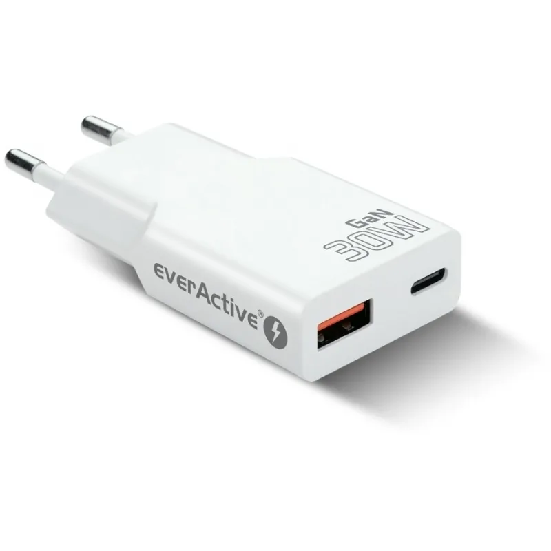 everActive Φορτιστής Χωρίς Καλώδιο GaN με Θύρα USB-A και Θύρα USB-C 30W Power Delivery / Quick Charge 3.0 Λευκός (SC-380Q) - Image 1