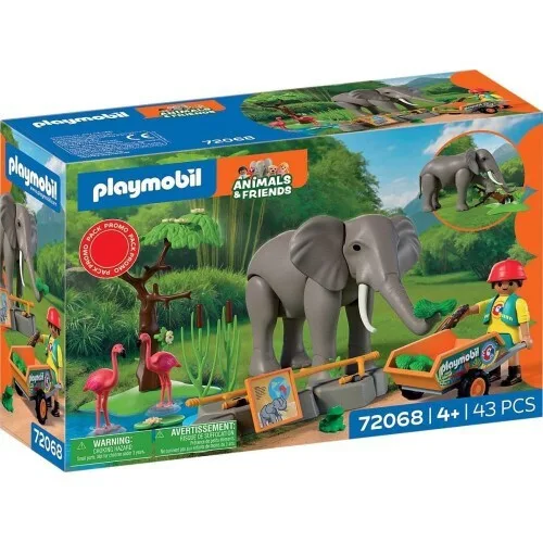 Playmobil Animals & Friends Φροντιστής Ζωολογικού Πάρκου Με Ελέφαντα Και Φλαμίνγκο για 4 ετών 72068 - Image 1