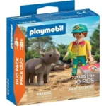 Playmobil Duo Pack Φροντιστής Ζώων Και Ρινόκερος για 4 ετών 72025