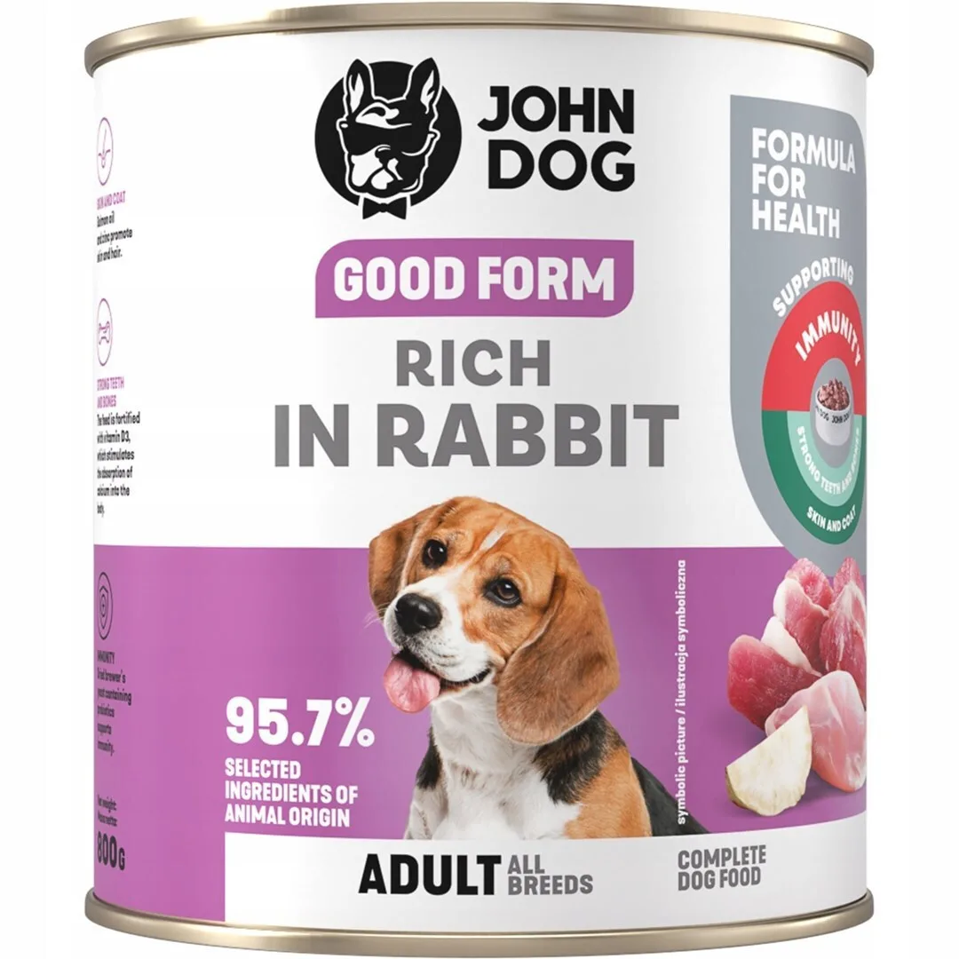 John Dog Υγρή Τροφή Σκύλων με Κουνέλι χωρίς Σιτηρά 800gr - Image 1