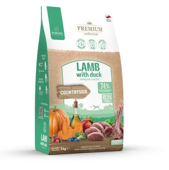 Pokusa 3kg Ξηρά Τροφή χωρίς Σιτηρά για Κουτάβια με Αρνί και Πάπια - Image 1
