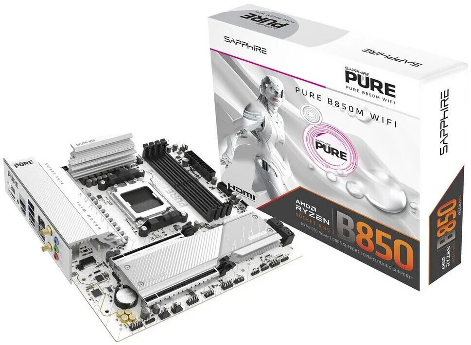 Sapphire Pure B850M WIFI Motherboard Micro ATX με AMD AM5 Socket 52123-02-40G - Image 1