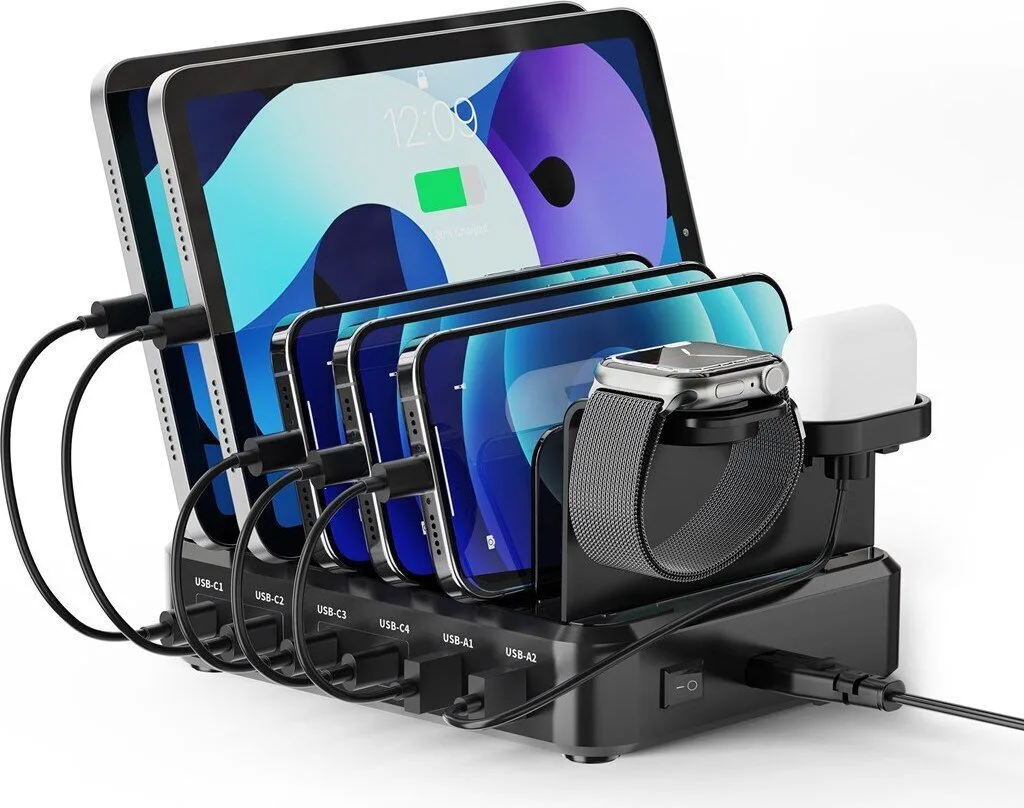 20260213121137_ewent_vasi_fortisis_me_2_thyres_usb_a_kai_4_thyres_usb_c_130w_power_delivery_quick_charge_3_0_se_mayro_chroma_ew1335 Ewent Βάση Φόρτισης με 2 Θύρες USB-A και 4 Θύρες USB-C 130W Power Delivery / Quick Charge 3.0 σε Μαύρο χρώμα (EW1335) - Image 1