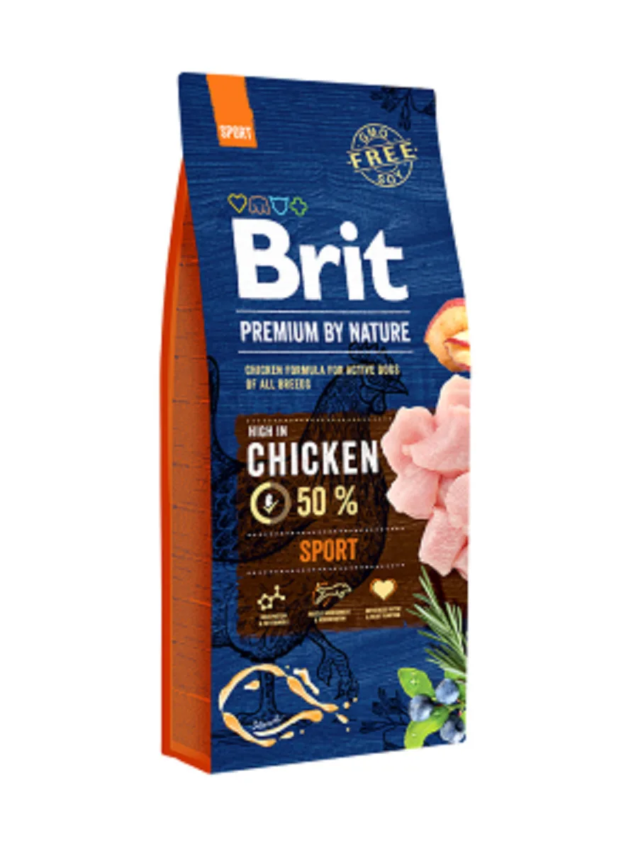 Brit Premium by Nature Sport 15kg Ξηρά Τροφή για Ενήλικους Σκύλους με Κοτόπουλο και Λαχανικά - Image 1