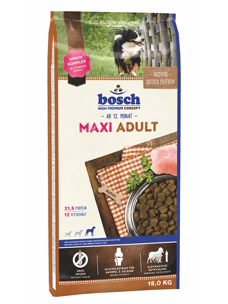 Bosch Petfood Concepts Adult Maxi 15kg Ξηρά Τροφή χωρίς Γλουτένη για Ενήλικους Σκύλους Μεγαλόσωμων Φυλών με Κοτόπουλο και Πουλερικά - Image 1