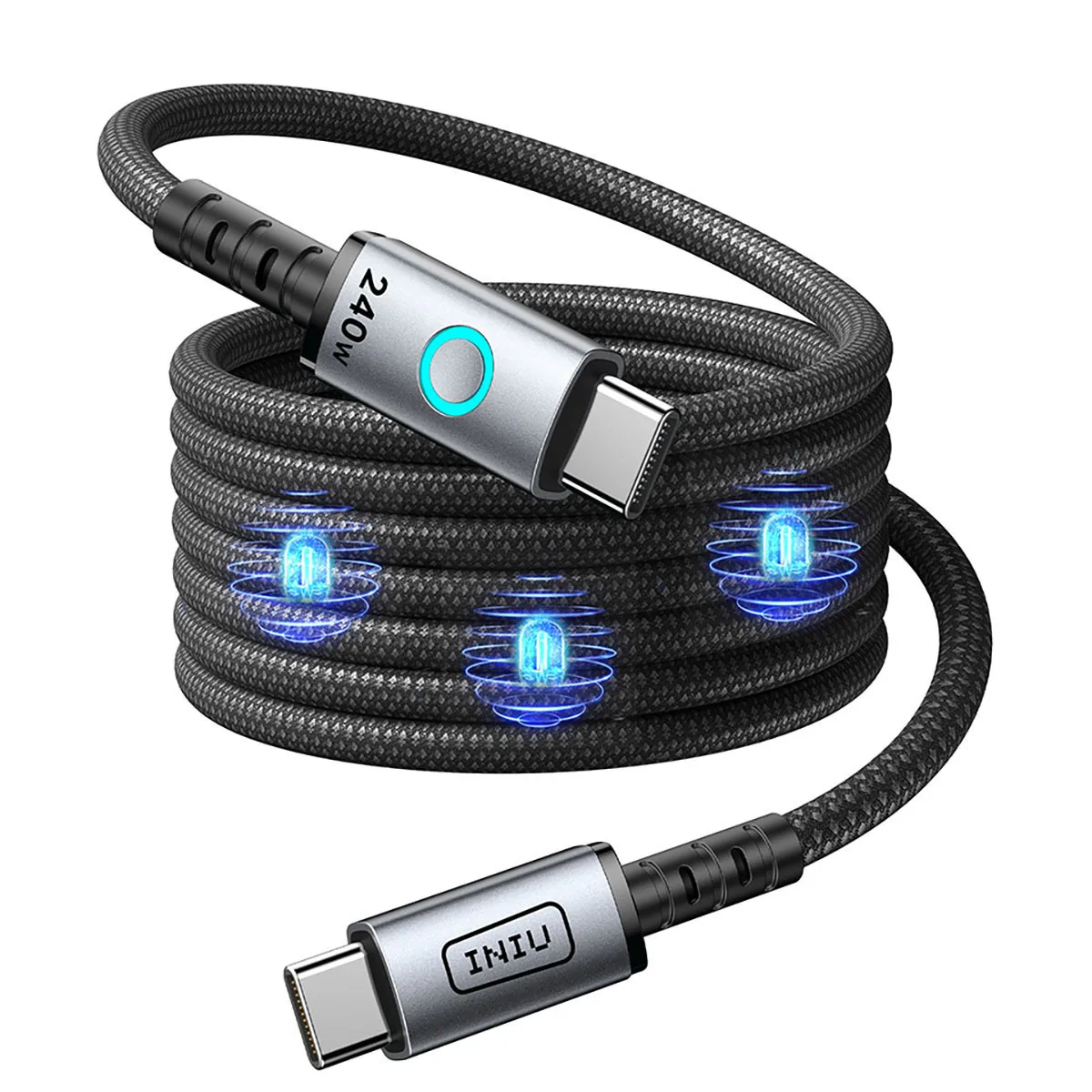 Iniu Leopard Power Cable 5a Magnetic Usb-c To Usb-c 1.2m Pd 240w Black - Image 1