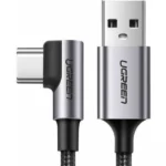 Ugreen Angle (90°) / Braided USB 2.0 Cable USB-C male - USB-A 18W Μαύρο 2m (50942)