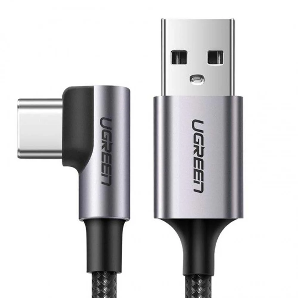 Ugreen US284 Angle (90°) / Braided USB 2.0 Cable USB-C male - USB-A Μαύρο 1m (50941) - Image 1