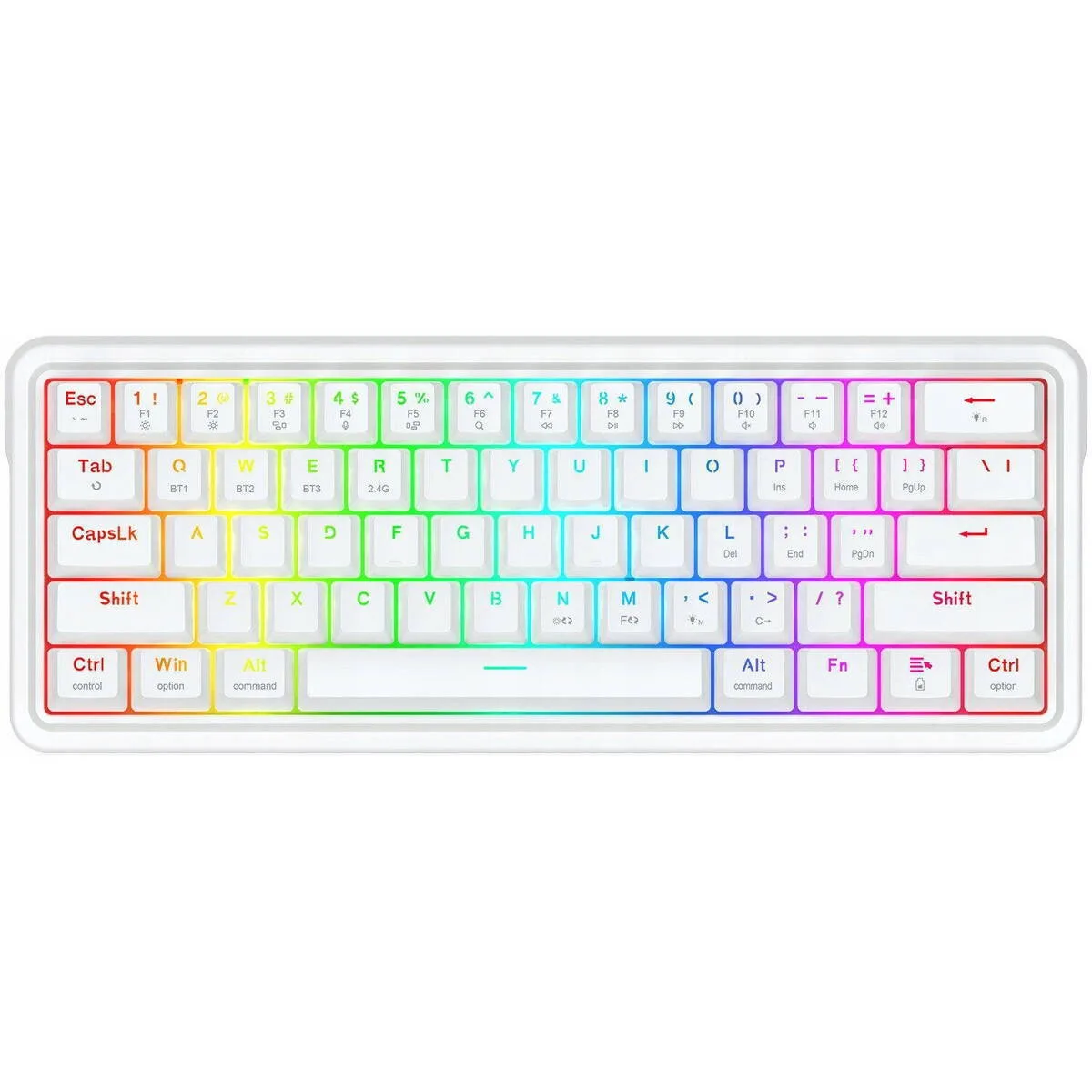 Redragon Draconic V2 K730GB-RGB-PRO Ασύρματο Gaming Πληκτρολόγιο 60% με RGB φωτισμό (International English) Λευκό - Image 1