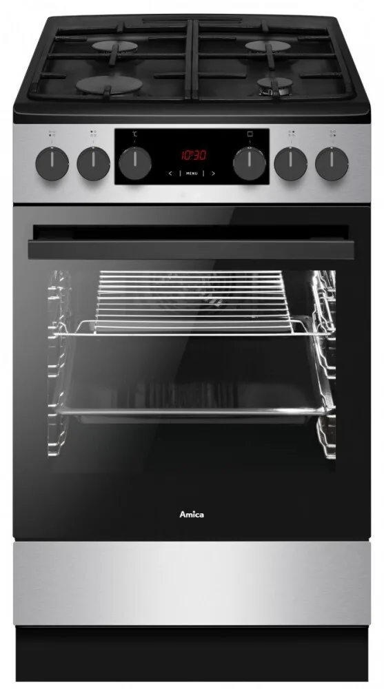Amica 523GEH3.33ZpTsDFA(XsxV) Κουζίνα 65lt με Εστίες Φυσικού Αερίου Π50εκ. Inox - Image 1