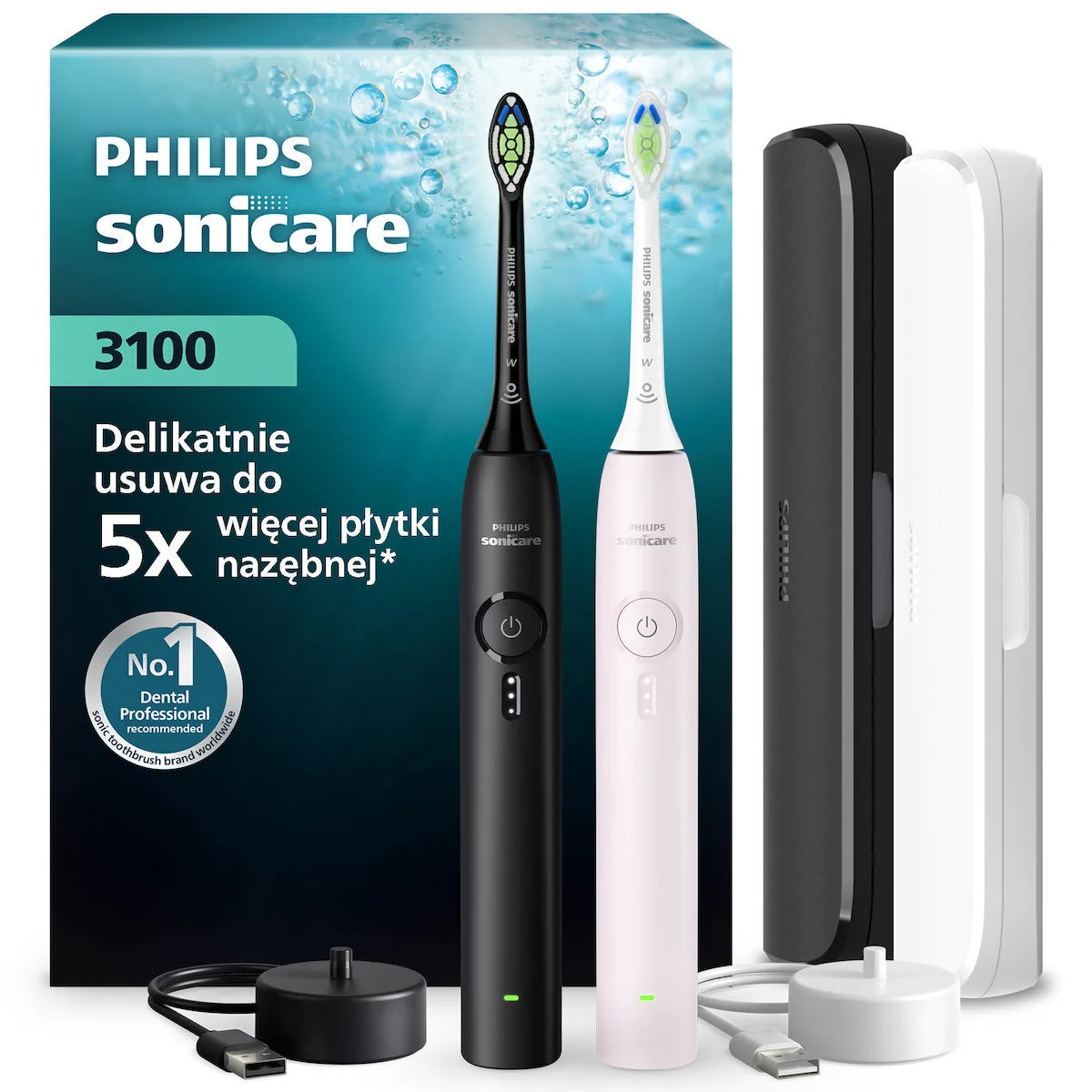 Philips Sonicare 3100 Hx4072/42 Sonic Toothbrush Set 2 Pcs - Image 1