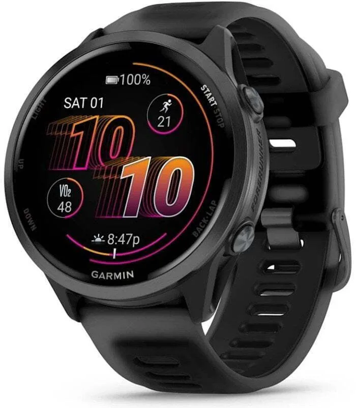 Garmin Forerunner 570 Aluminium 47mm Αδιάβροχο Smartwatch με Παλμογράφο (Slate Gray Aluminum with Translucent Black/Black Band) - Image 1