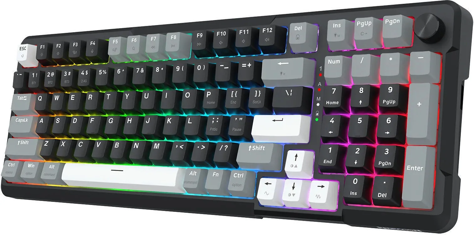 Redragon K742 Ασύρματο Gaming Μηχανικό Πληκτρολόγιο 98% με Custom Linear διακόπτες και RGB φωτισμό (International English) Creamy - Image 1