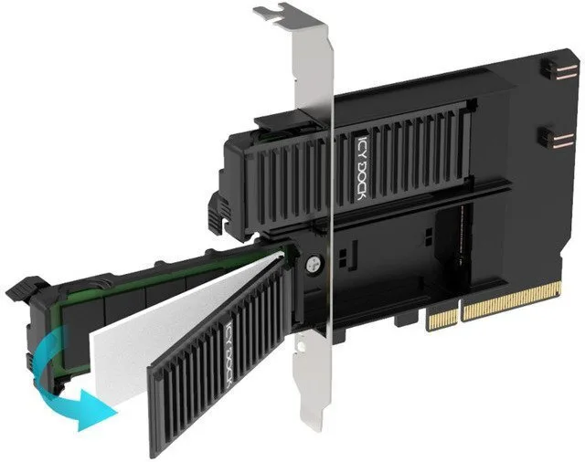 Αξεσουάρ Σκληρών Δίσκων Icydock 2x M.2 Nvme To Pcie 4.0 X8 Card Bifurcation - Image 1