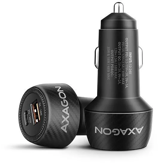 Axagon Φορτιστής Αυτοκινήτου 48W 2.4A Γρήγορης Φόρτισης με Θύρες: 1xUSB 1xType-C Μαύρο Χρώμα PWC-PQ48 - Image 1