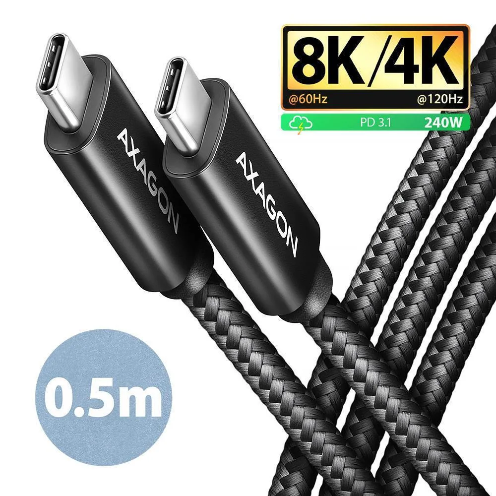 Axagon USB 2.0 Cable USB-C male - USB-C 240W Μαύρο 0.5m BUCM4X-CM05AB - Image 1
