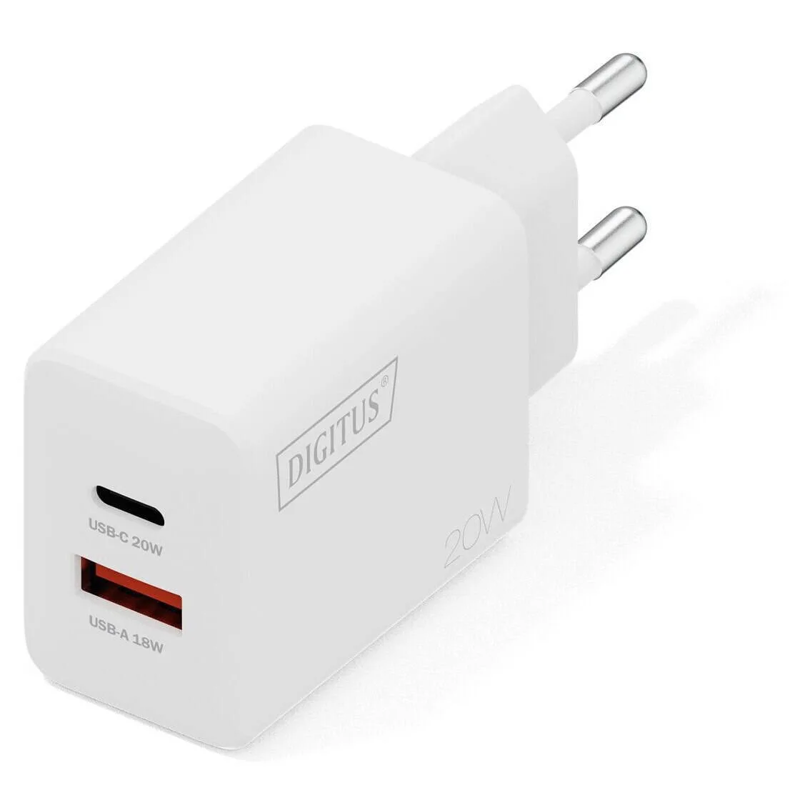 Digitus Φορτιστής Χωρίς Καλώδιο με Θύρα USB-A και Θύρα USB-C 20W Λευκός (DA-10300) - Image 1