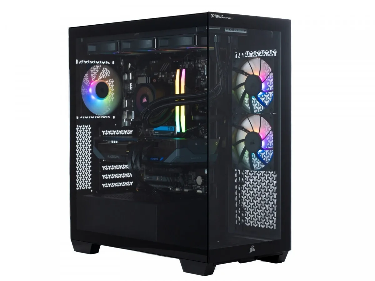 Optimus E-Sport GB650T-CR2 Gaming Desktop PC (Ryzen 7-7800X3D/32GB DDR4/2.0TB SSD/Radeon RX 9070 XT/W11 Pro) - Image 1