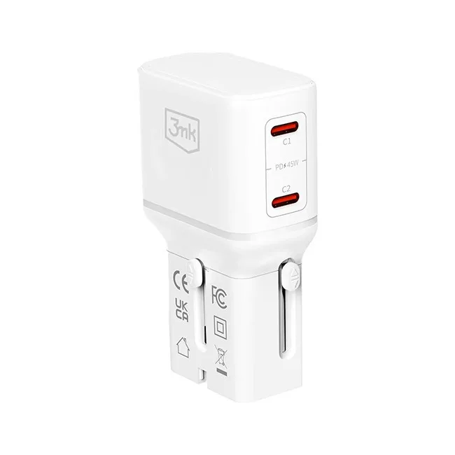 20260324110508_3mk_fortistis_choris_kalodio_me_2_thyres_usb_c_45w_power_delivery_quick_charge_4_0_leykos_incharge_globe 3MK Φορτιστής Χωρίς Καλώδιο με 2 Θύρες USB-C 45W Power Delivery / Quick Charge 4.0 Λευκός (Incharge Globe) - Image 1
