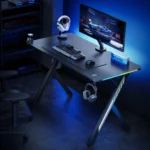Γραφείο Gaming Rs102 Ξύλινο Μαύρο με LED & USB θύρες 120x60x75εκ.