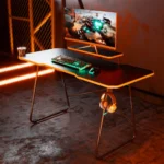 Γραφείο Gaming Rs170 Ξύλινο Black με Μεταλλικά Πόδια 136x60x75εκ.